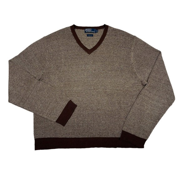 Polo Ralph Lauren Other - Polo Ralph Lauren Sweater Men's Size XL Brown 100% Silk V Neck Pullover Knit